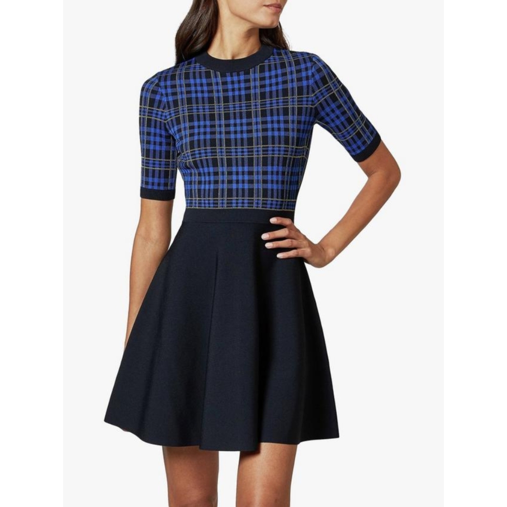 Plaid Blue and Black Women's Dress
